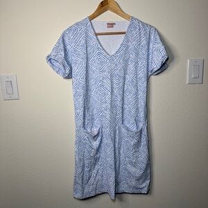 Persifor Dress Women's XS White Blue Resort Beach Stretch Pocketed